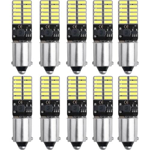10PCS BA9S T4W T11 LED Bulbs Canbus 4014 24 SMD No Error Interior Reading Lights Car Parking Light License Plate Bulbs White 12V