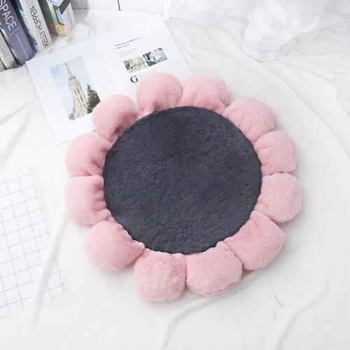 Warm Padded Flower Dog Bed Waterproof Washable Pet House Kennel Round Floor Carpet Baby Crawling Mat