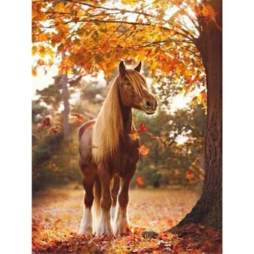 Horse Landscape Animal Printed Fabric 11CT Cross Stitch DIY Embroidery Full Kit DMC Threads Handicraft Sewing Promotions