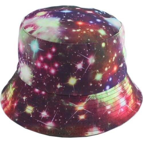Street Harajuku Hip Hop Gorro Bucket Hat For Women Men Fashion Galaxy Print Fishing Hat Reversible Panama Bob Cap