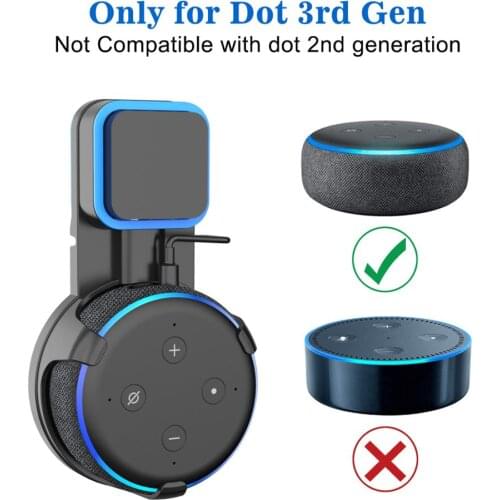 VINSTRIP white/ Black ABS material wall mount holder Space saving solution for Smart AI speaker ECHO Dot 3rd Gen ALEX