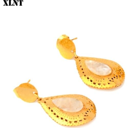 XLNT 2019 New Hollow Flower Drop Earrings for Women Fashion Jewelry Gold Shell Earrings Gift for Party Best Friend
