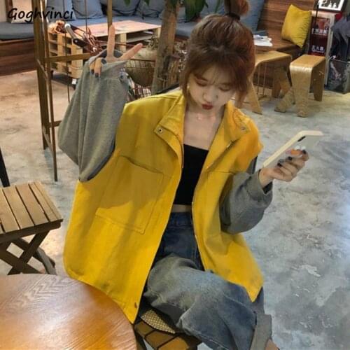 Women Basic Jackets Patchwork Front Pockets Windbreaker Ulzzang Stylish Leisure Outwear Student Daily Females Loose Ins Autumn