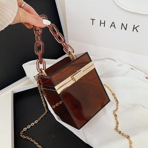 Womens Bag 2020 Transparent Clear Bag Acrylic Chain Square Female Shoulder bag Clear Handbags Purses Ladies Hand bags Fashion