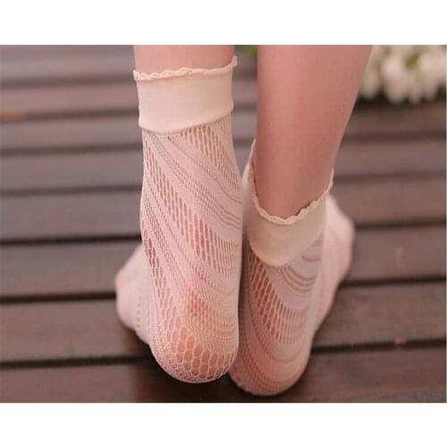 Woman Socks Summer Solid Hollow Out Women Soft Cute Socks For Women Mesh Thin Socks B759