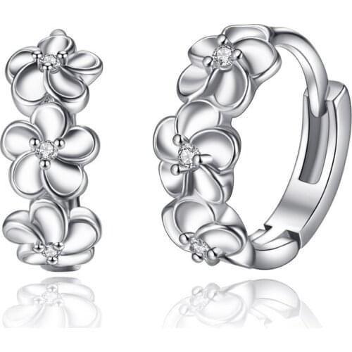 4 Claws Cubic Zirconia Stud Earring For Women Camellia Flower CZ Push Earring Back Cute For Girls Bridal Jewelry Wedding Gift