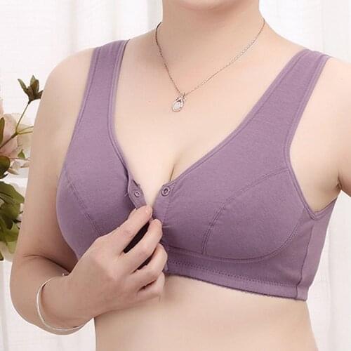 Summer Spring Women Front Button Bra BCD Cup Plus Size Mothers Cotton wireless Underwear Large Bralette 001