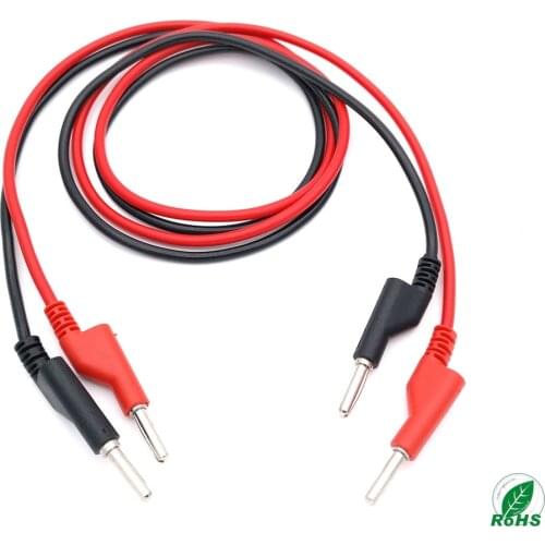 1Pair Double End 4mm Male Banana Plug Soft Silicone Test Cable Connector Multimeter Test Lead Red + Blcak