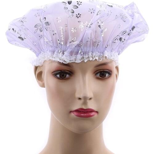1pc 2020 New Hot Sale Bathtub Hot Spring Hat Ladies Waterproof Elastic PVC Shower Cap Kitchen Bathroom Hat Daily Necessities