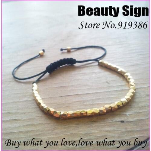 10pcs fashion gold tiny nugget bead pave sideway bracelet macrame braiding charm bracelet