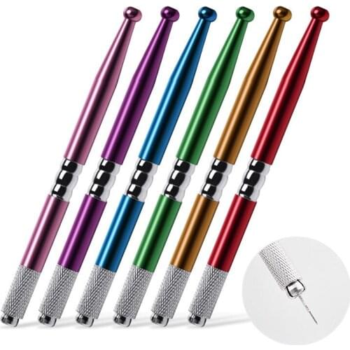 10pcs Manual Stainless steel Tattoo Pen Microblading Permanent makeup Eyebrow Tools 2 usage For Flat or Round Needles