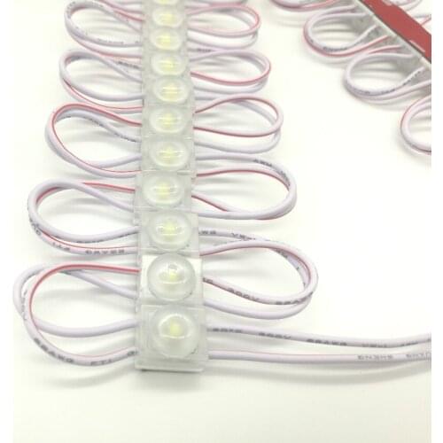 100pcs/lot 1LED injection led module light lamp white /warm white DC 12V with lens Waterproof IP65