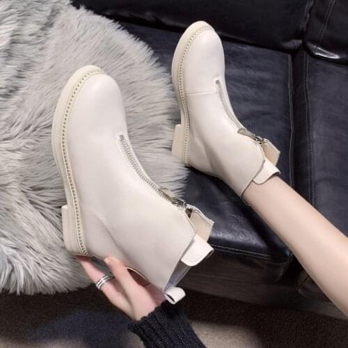 2020 Winter Hot Ankle Boots Women Plush Casual Boots Thick High Heel Keep Warm Short Fur Ladies Booties Beige Black R14-95
