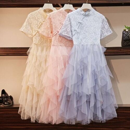 2021 New Japanese Harajuku Vintage Cute mesh dress Lolita Dresses Slim Chinese Style Cheongsam Dress