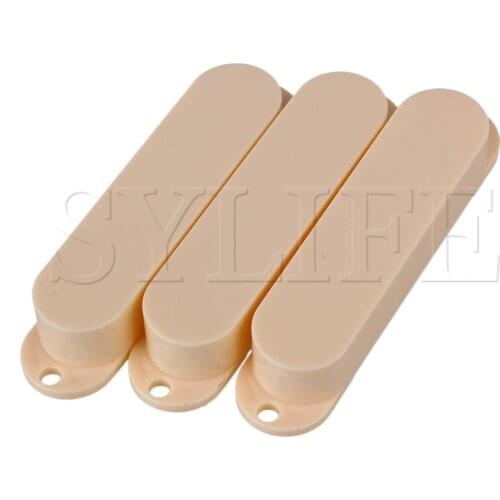3 x Light Yellow Plastic No Hole Single Coil Pickup Cover for Electric Guitar