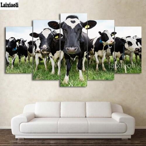 5pcs Full Square/Round Drill 5D DIY Diamond Painting Milk Cow 3D Embroidery Cross Stitch Mosaic rhinestone paintings Home Decor