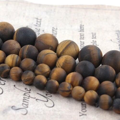 Natural Stone Matte Yellow Tiger Eye Round Beads 15" Strand 4 6 8 10 MM Pick Size for Jewelry Making DIY Bracelet Necklace