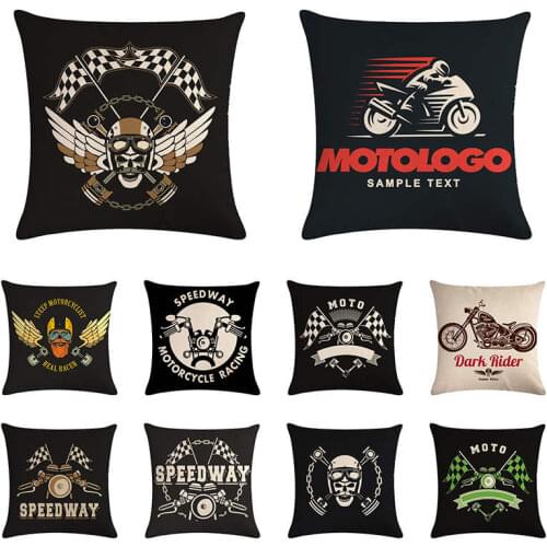 Heavy machine motorcycle pattern cushion cover Pirate Skull pillow cover linen cotton sofa chair decoration pillow cover 45x45cm