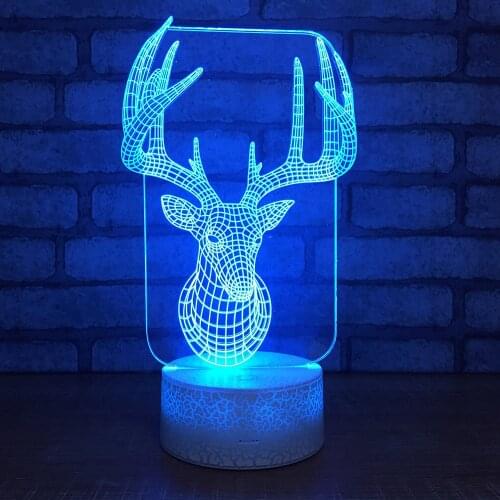 Colorful Elk Bursting Bottom 3d Desk Lamp Led Deer Head Night Light Usb Creative Valentines Day Gift Table Lamps
