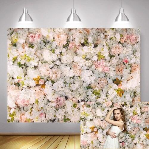 Flowers Wall Backdrop Photography White Wedding Party Banner Background Decoration Floral Rose Bridal Shower Photo Shoot