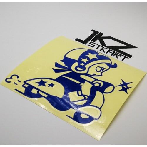 JKZ STKART Vinyl Die Cut Car Sticker Decals Cute Motor Girl Biker 12 x 12 cm for Motor Bike Truck Helmet Decorated Stickers