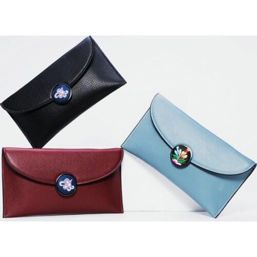 Classic Women Solid Cow Leather Chain Flap Handbag Soft Envelope Bag