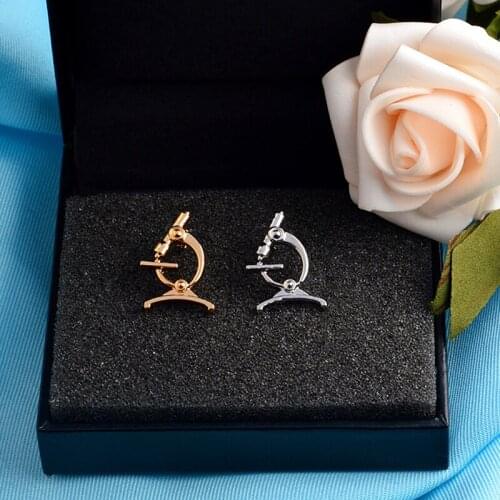 Microscope Pin Brooches Rose Gold Gold Sliver Doctor Nurse Pins Crystal Jewelry Brooches For Women