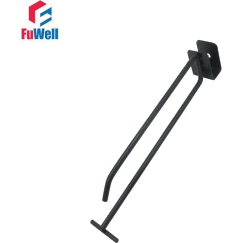 2pcs Black Slatwall Hooks 150/200/250/300/350mm Optional Supermarket Display Hook Hanger Fit 30x15mm Square Tube Display Hooks