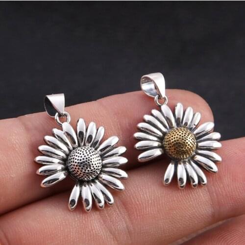 Plant Daisy 100% S925 sterling silver pendant Creative fashion Taotie Broken Sword Pendant mens retro Thai silver craft jewelry