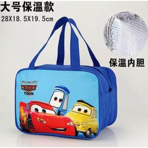Disney girls cartoon frozen elsa anna cute lunch box bag boys Stitch cars handbag Outdoor ice Keep warm bag