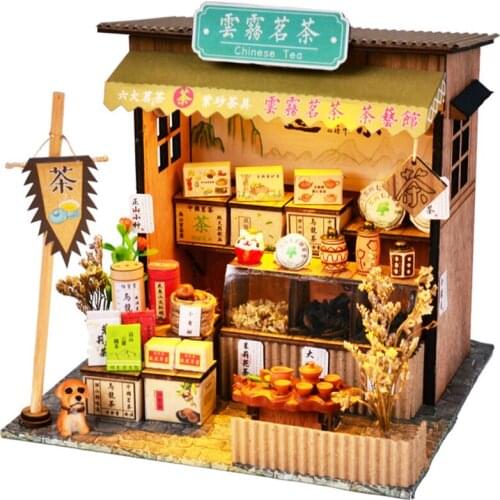 DIY House Miniature with Furniture LED Model Building Blocks Toys for Children Casa De Boneca Chinese Folk Architecture