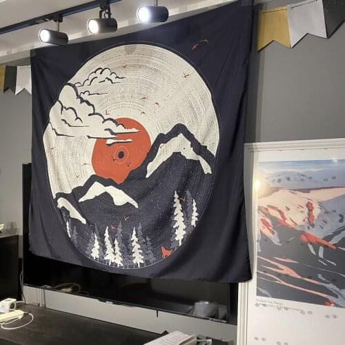 Outdoor Camping Black Mountain Tapestry Wall Hanging Backgound Cloth Yoga Mat Home Decor