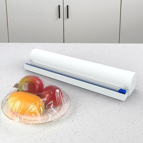 Wall-Mount Kitchen Storage Rack, Plastic Wrap Cling Foil Paper Dispenser, Multifunctional Tin Film Cutter Storage Compartments