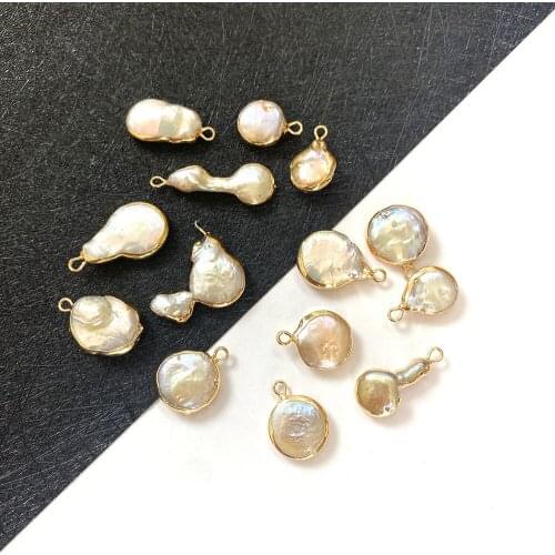 Natural Freshwater Pearl Flat Round Pendant Jewelry Accessories Used for DIY Jewelry Making Necklace Bracelet Size 7x10-15x25mm