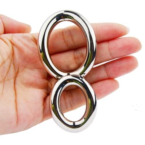 New Arrival Two Ring Penis Rings Bdsm Dick Scrotum Erection Enlargment Sex Toys For Men Masturbators Metal Cockring Time Delay