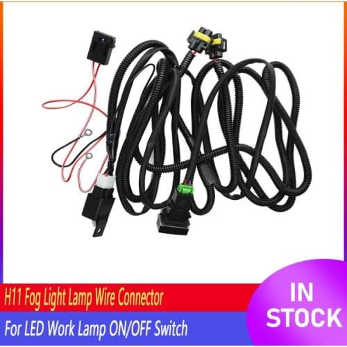 NEW H11 Car Fog Light Wiring Harness Sockets Wire LED indicators Switch 12V 40A Relay Auto ON/OFF Switch Kits Fit LED Work Lamp