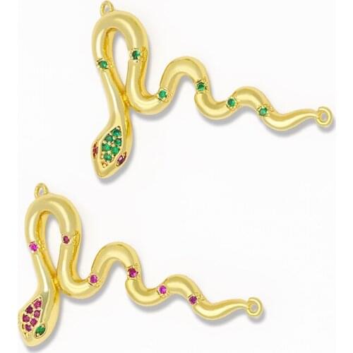 OCESRIO DIY Gold Filled Snake Pendant Decoration For muticolor Pendant CZ Nacklace Jewelry Making Supplies pdta017