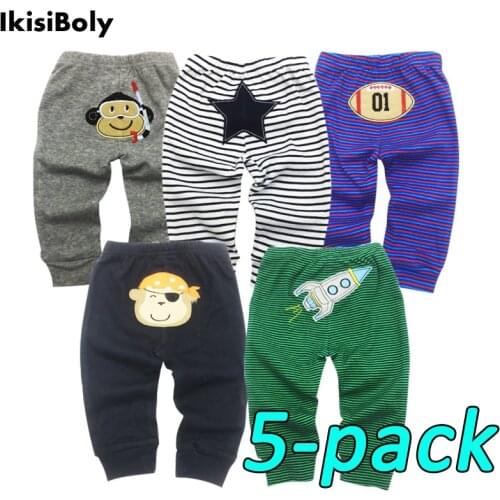 Baby Toddler Boys 5-Pack 3-24M Newborn Babies Pants Cotton Infant Boys Pants Unisex Kids Girls Trousers