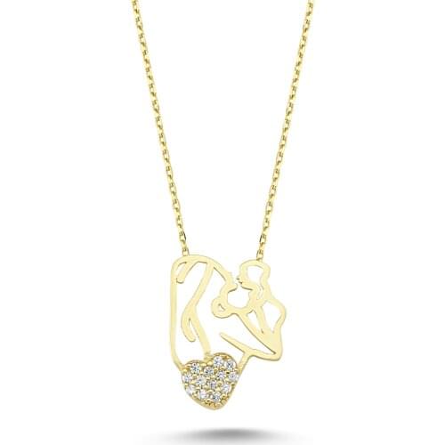14k (585) Gold Mother and Child Necklace, Pendant