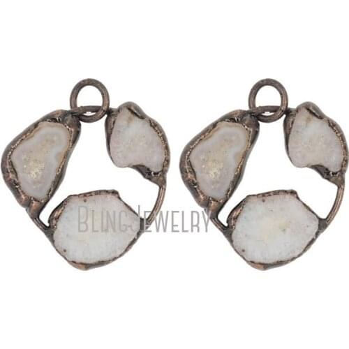 Rustic Copper Pendant Triple Quartz Stone Pendant PM38126