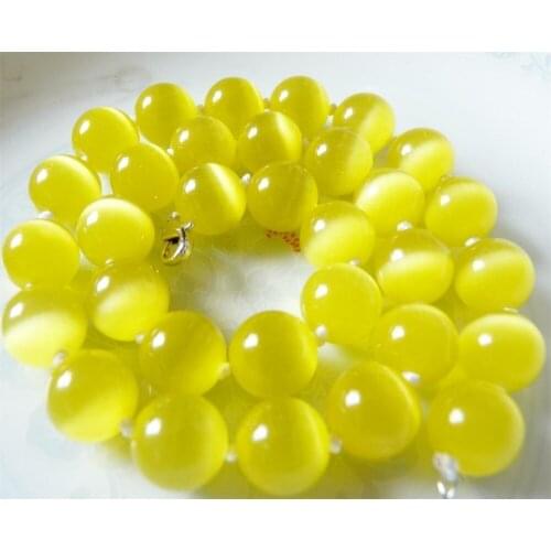 Lovely 6-12mm Shiny Yellow Mexico Opal Beads Around Necklace 17