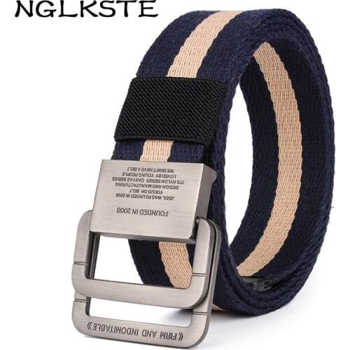 NGLKSTE Mens military Dacron belts metal double rings outdoor sports tactics belt jeans high quality Unisex belt canvas LBQ088