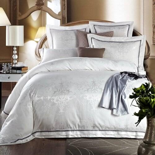 Luxury jacquard Bedding Set King Queen Size Bed Linen silk Cotton Duvet Cover Bed Sheet Set Pillowcases