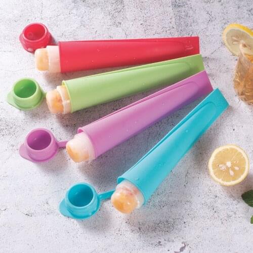 Silicone Ice Tube Mold Candy Color Summer Popsicle Maker Lolly Mould Ice Cube Tray Silicone Handheld Popsicle Maker Tools Kids