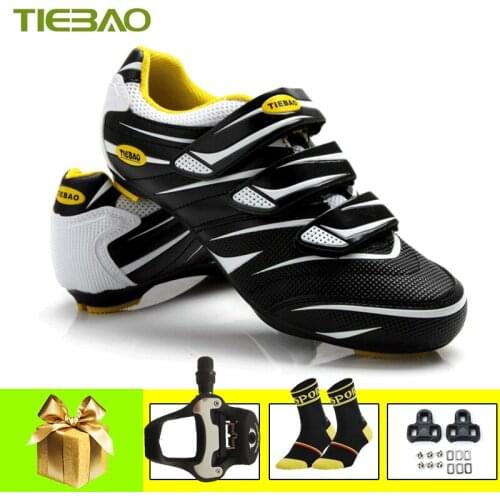 TIEBAO Men Cycling Shoes Road SPD-SL Pedals Bike Shoes Sapatilha Ciclismo Racing Self-Locking Sneakers Triathlon Bicycle Shoes