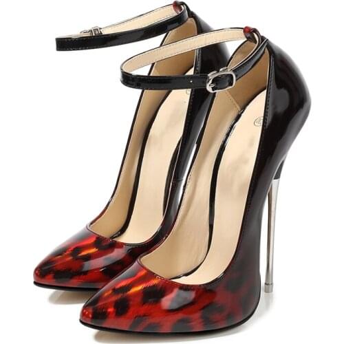 16cm Metal Extreme High Heels Shoes Women Sexy Leopard Womens Heels Luxury Straps Women Pumps Party Stripper Shoes Ladies Heels