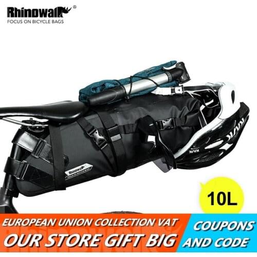 Rhinowalk Bike Waterproof Bicycle Saddle Bag Reflective Large Capacity Foldable Tail Rear Bag Cycling MTB Trunk Pannier Black