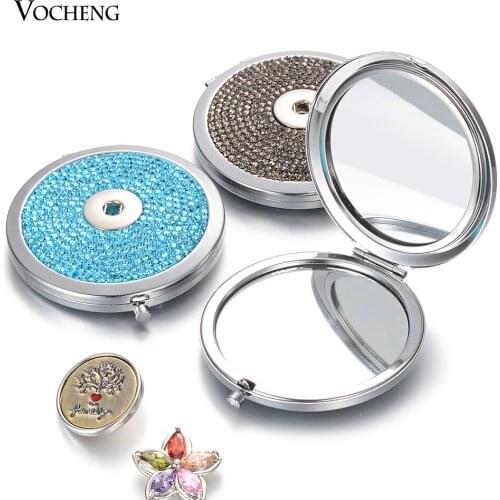 Vocheng 18mm Snap Button Jewelry Double-sided Mirror Women Foldable Makeup Mirrors Lady Cosmetic Hand Folding Gift NN-731
