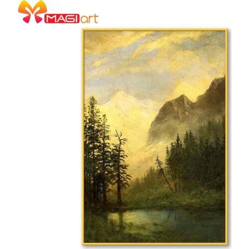 Cross stitch kits Embroidery needlework sets 11CT water soluble canvas patterns 14C landscape Distant mountain-NCMS122