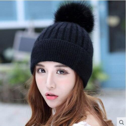 Womens Winter Hat Solid Color Warm Hat Sweet and Cute Woolen Hat Women Korean Autumn and Winter Ear Protection Knitted Hat